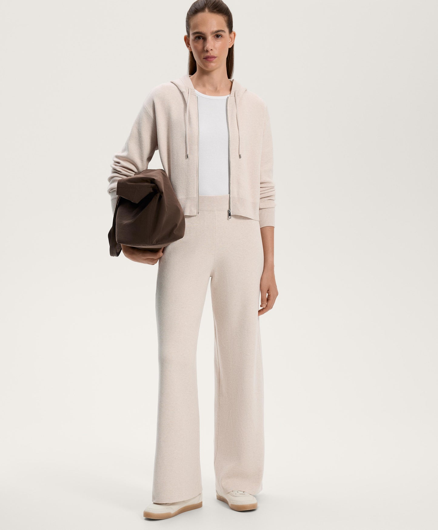 Straight-leg knit trousers with side rib