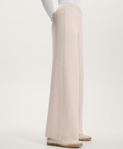 Straight-leg knit trousers with side rib