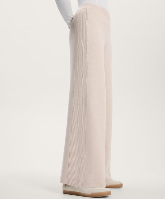 Straight-leg knit trousers with side rib