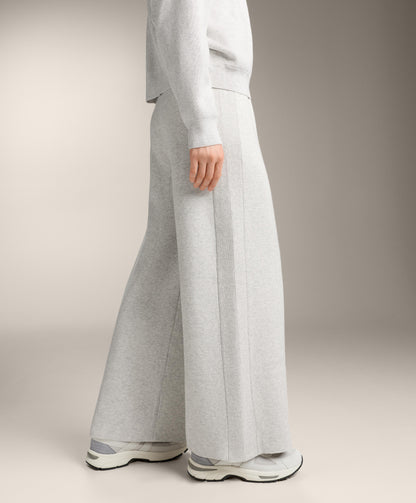 Straight-leg knit trousers with side rib