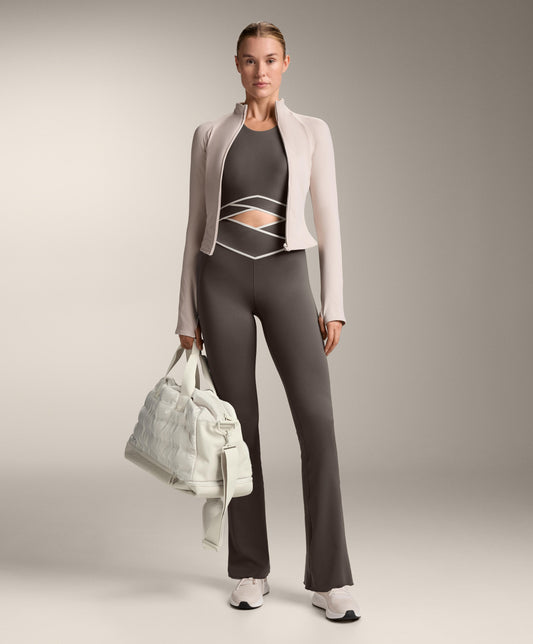 Perfect-adapt cross V-waist flare trousers