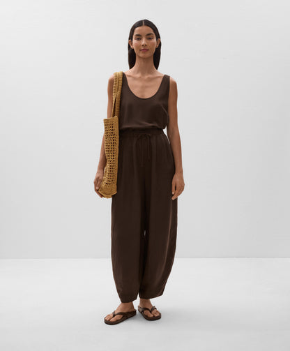 Linen blend balloon jumpsuit