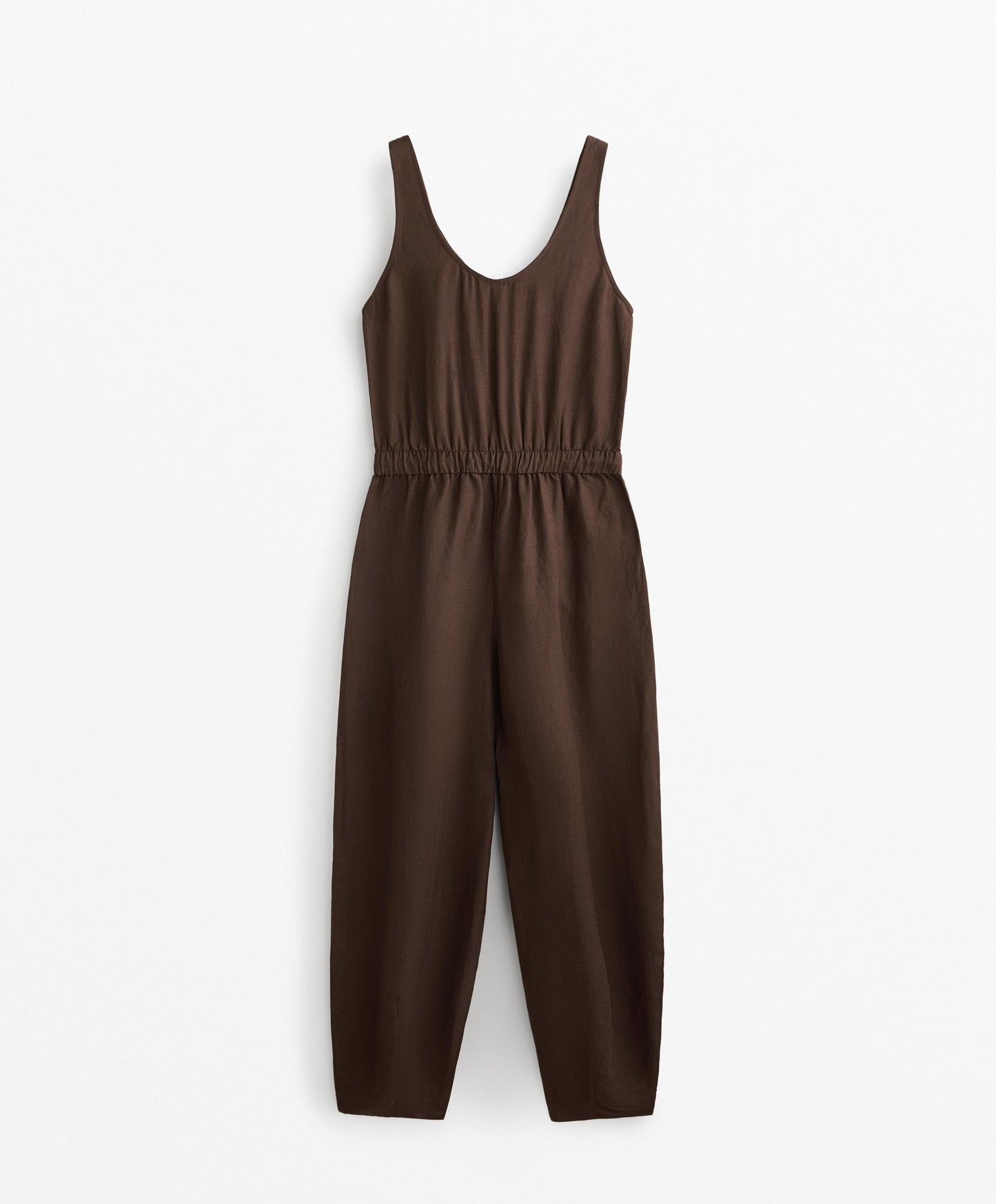Linen blend balloon jumpsuit