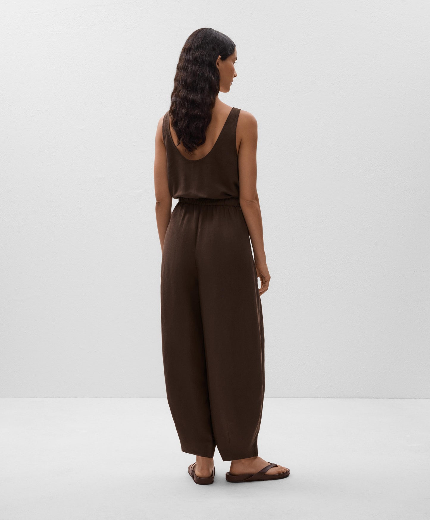 Linen blend balloon jumpsuit