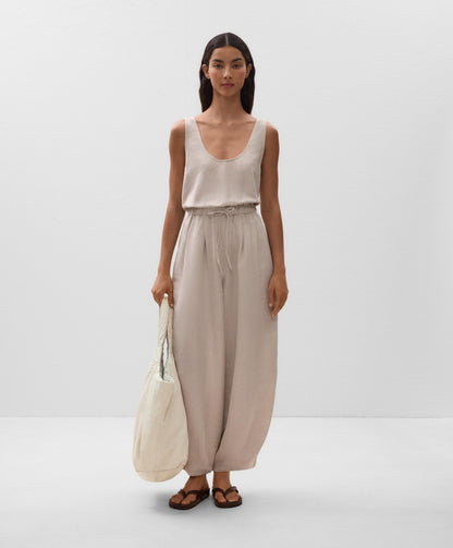 Linen blend balloon jumpsuit