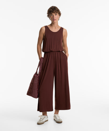 Modal crossover-back flowy midi jumpsuit