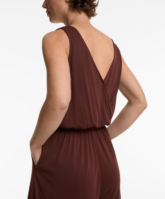 Modal crossover-back flowy midi jumpsuit