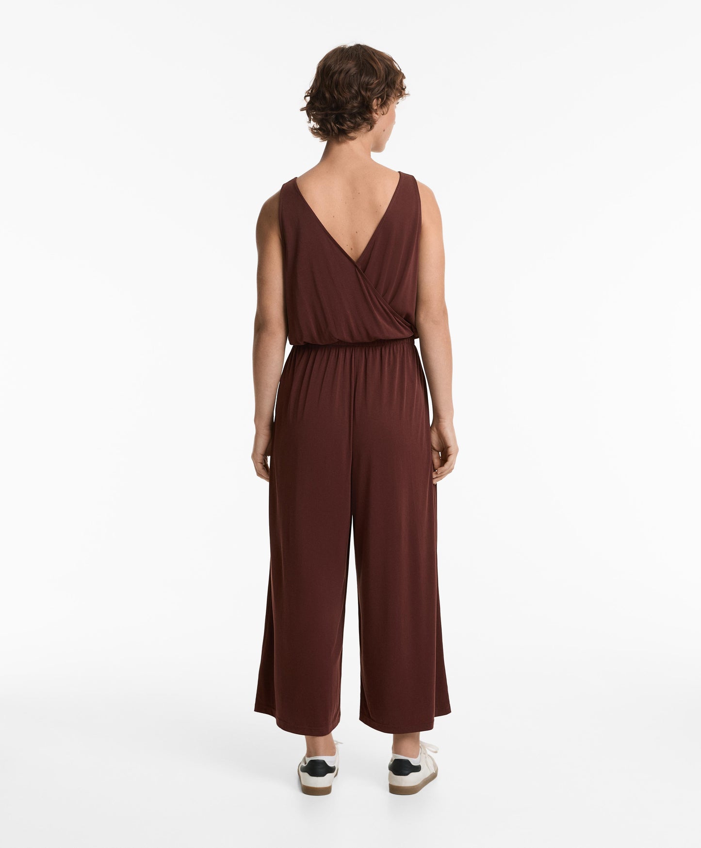 Modal crossover-back flowy midi jumpsuit