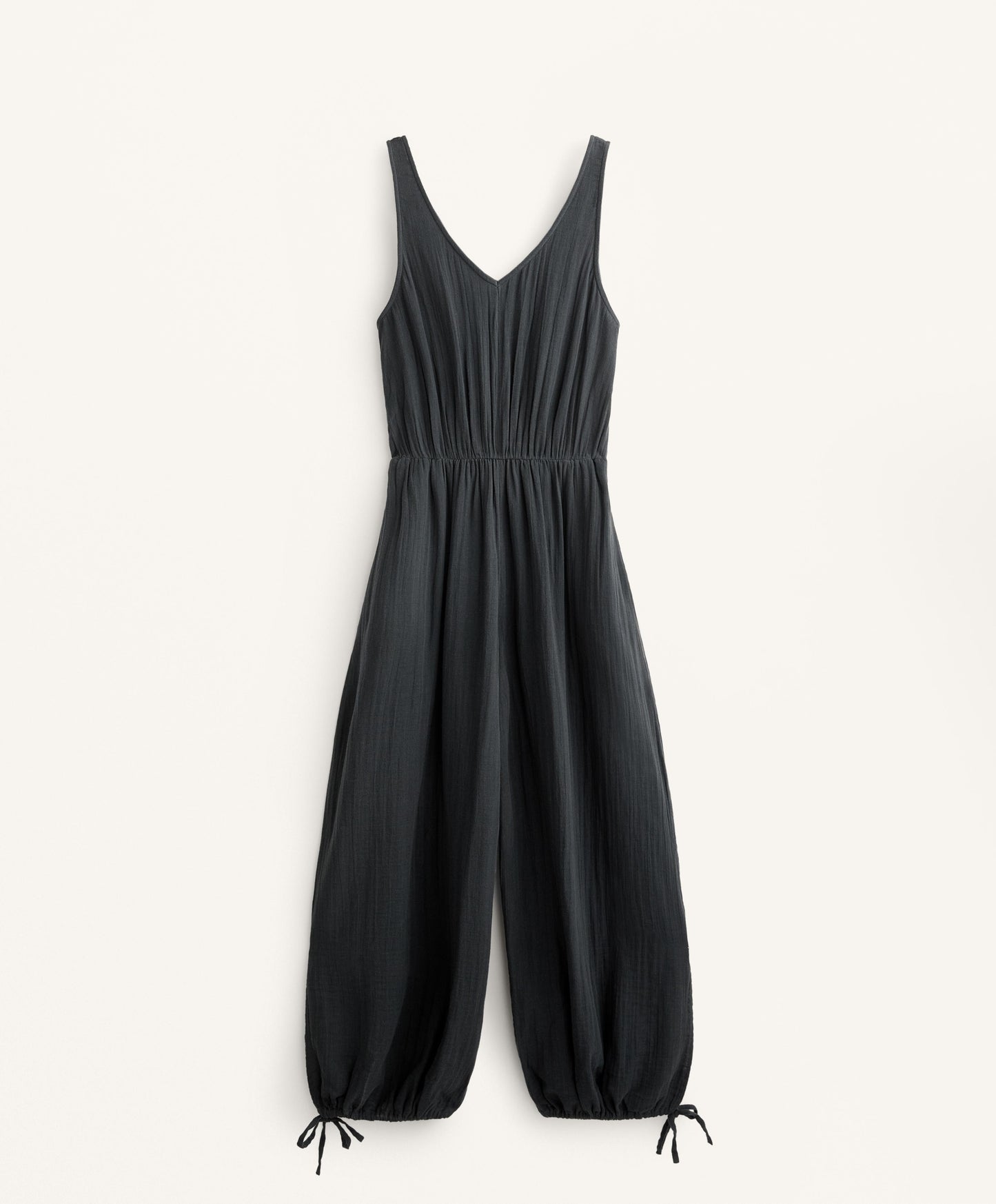 Wide balloon long jumpsuit in 100% cotton