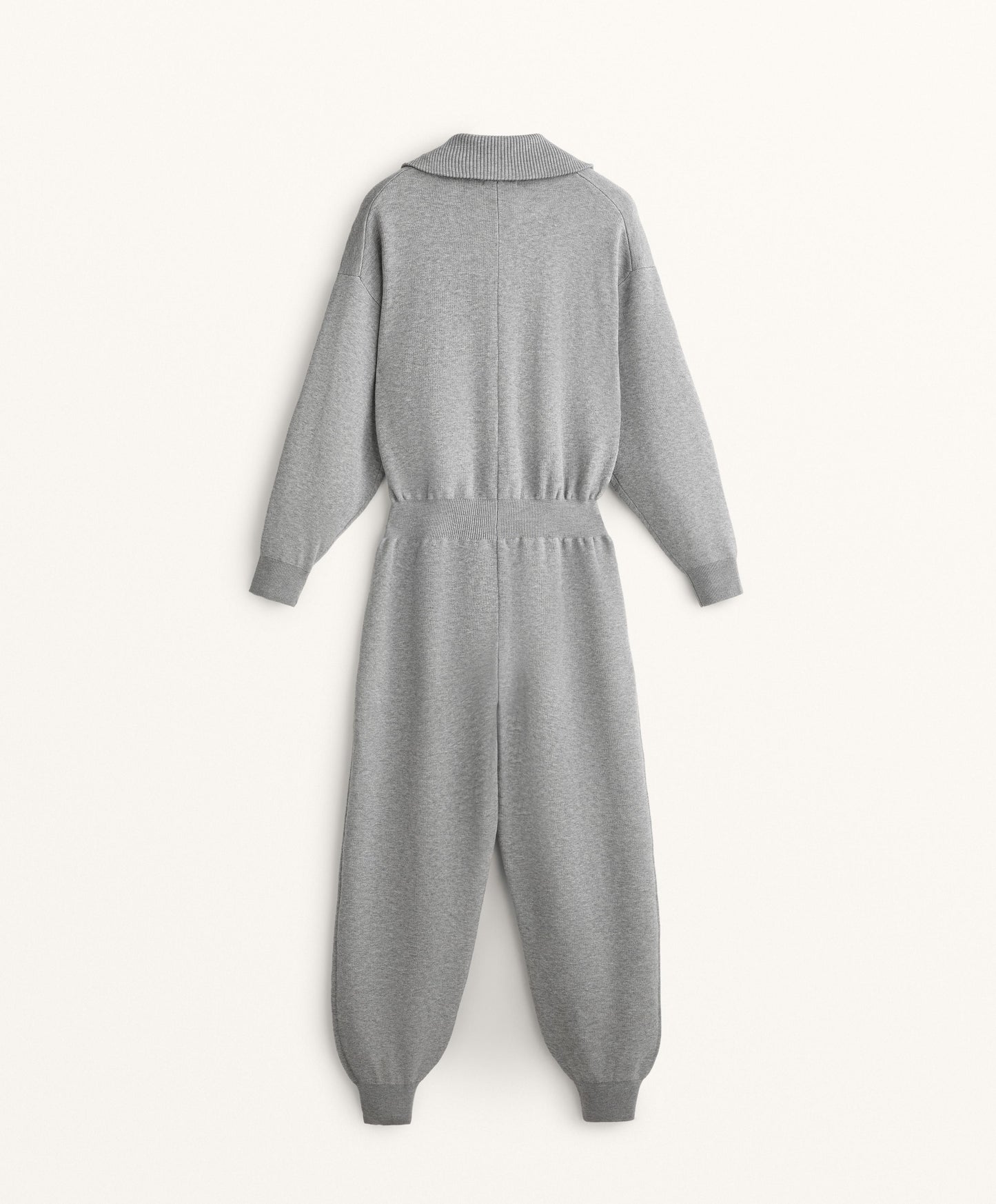 Long half-zip knit jumpsuit