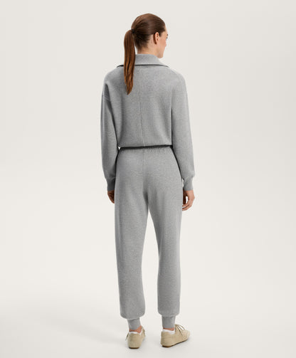 Long half-zip knit jumpsuit