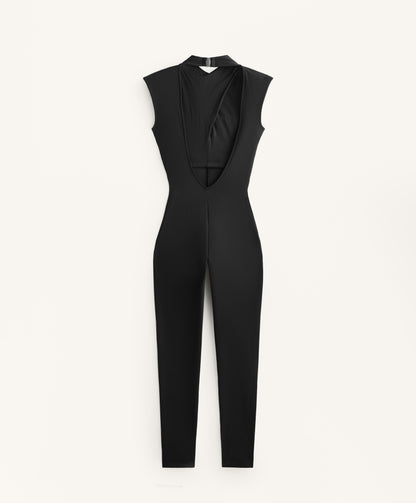 Comfortlux draped neck long jumpsuit
