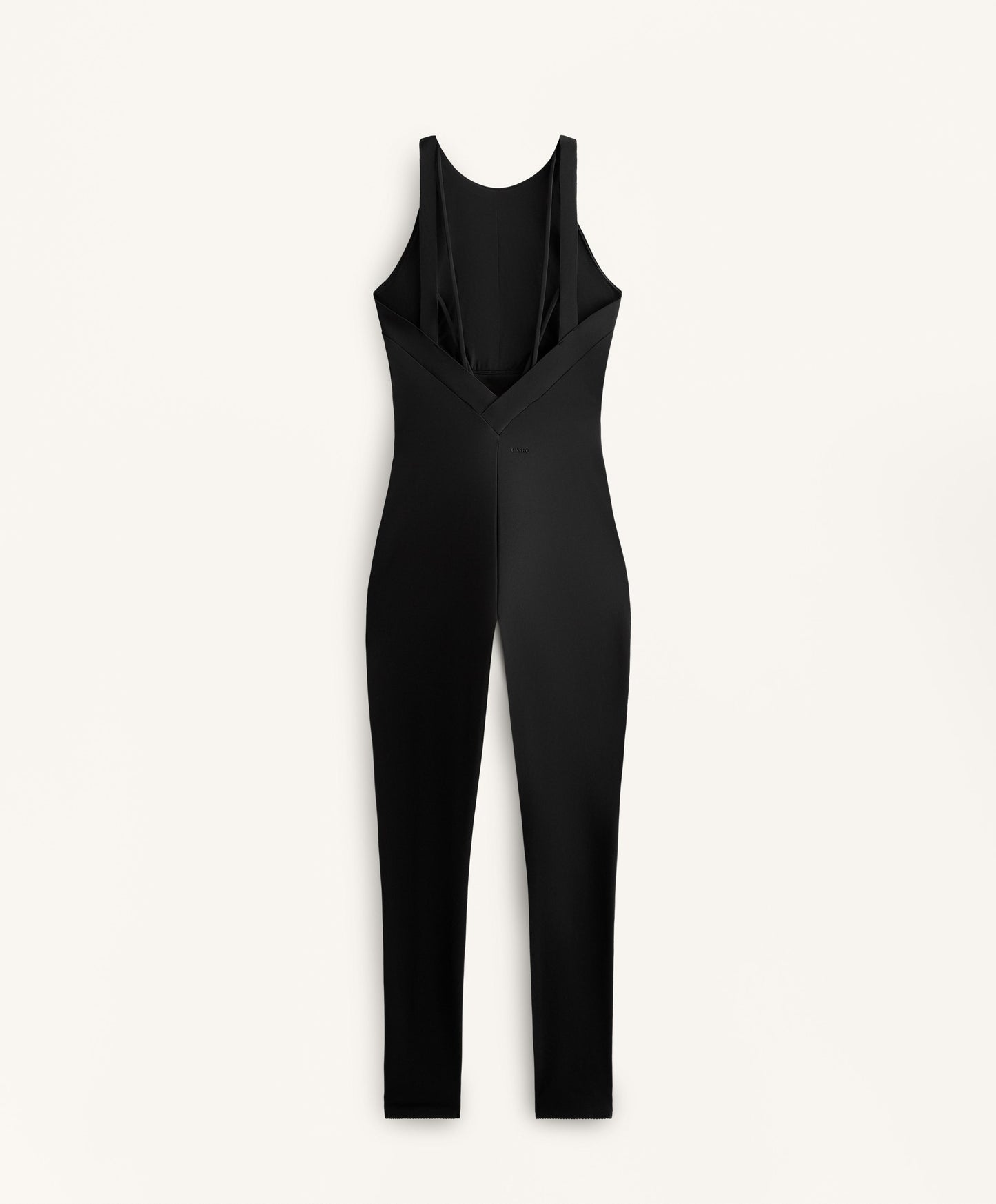 Compressive long jumpsuit with back straps