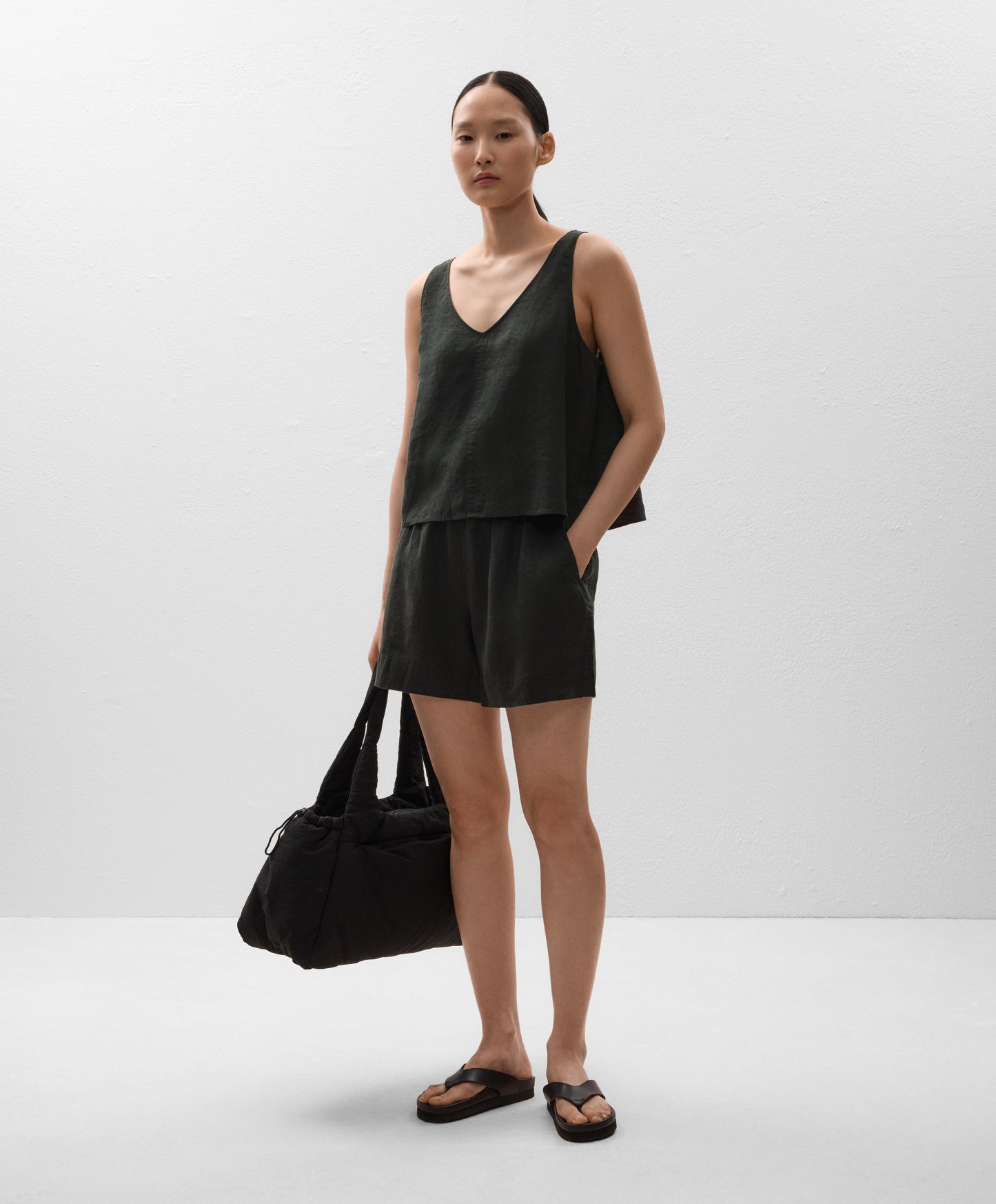 V-neck 100% linen top