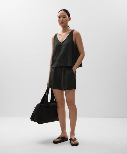 V-neck 100% linen top