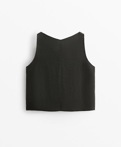 V-neck 100% linen top