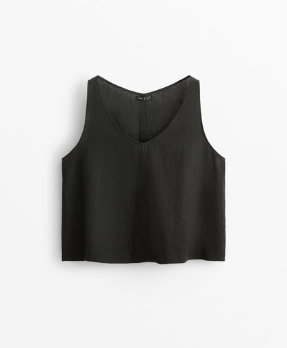 V-neck 100% linen top