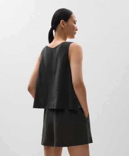 V-neck 100% linen top