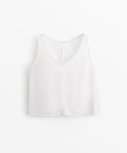 V-neck 100% linen top