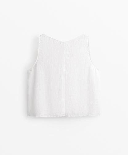 V-neck 100% linen top
