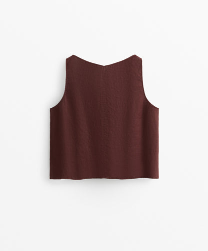 V-neck 100% linen top
