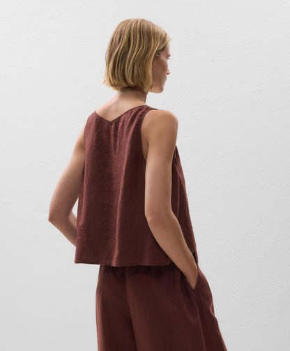 V-neck 100% linen top