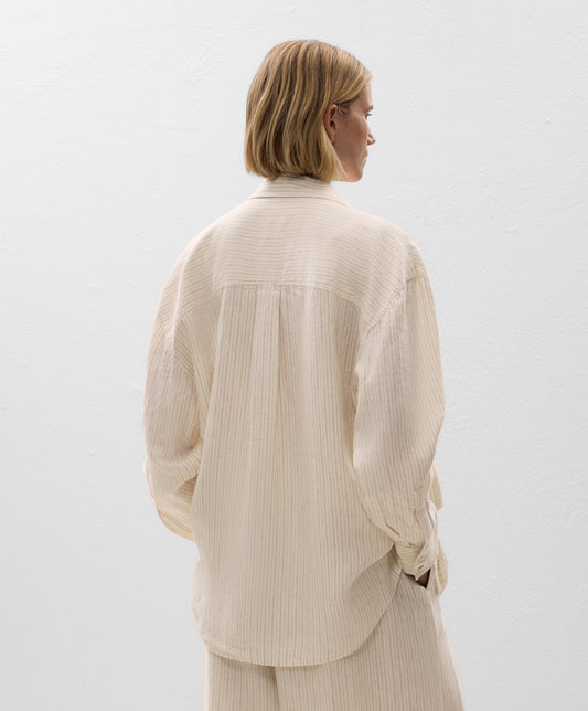 Striped 100% linen relaxed shirt
