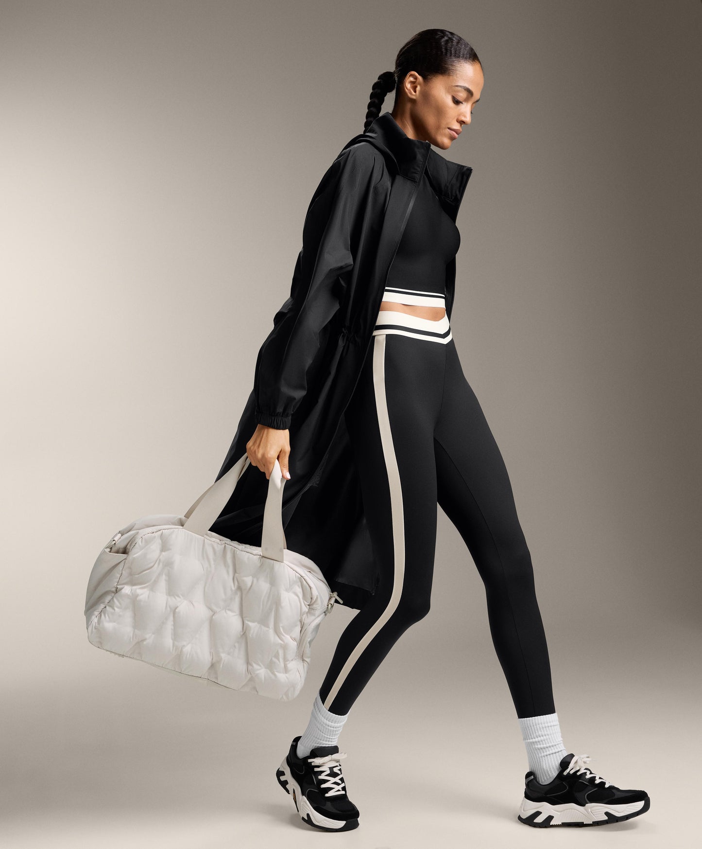Perfect-adapt high rise ankle-length leggings with side line