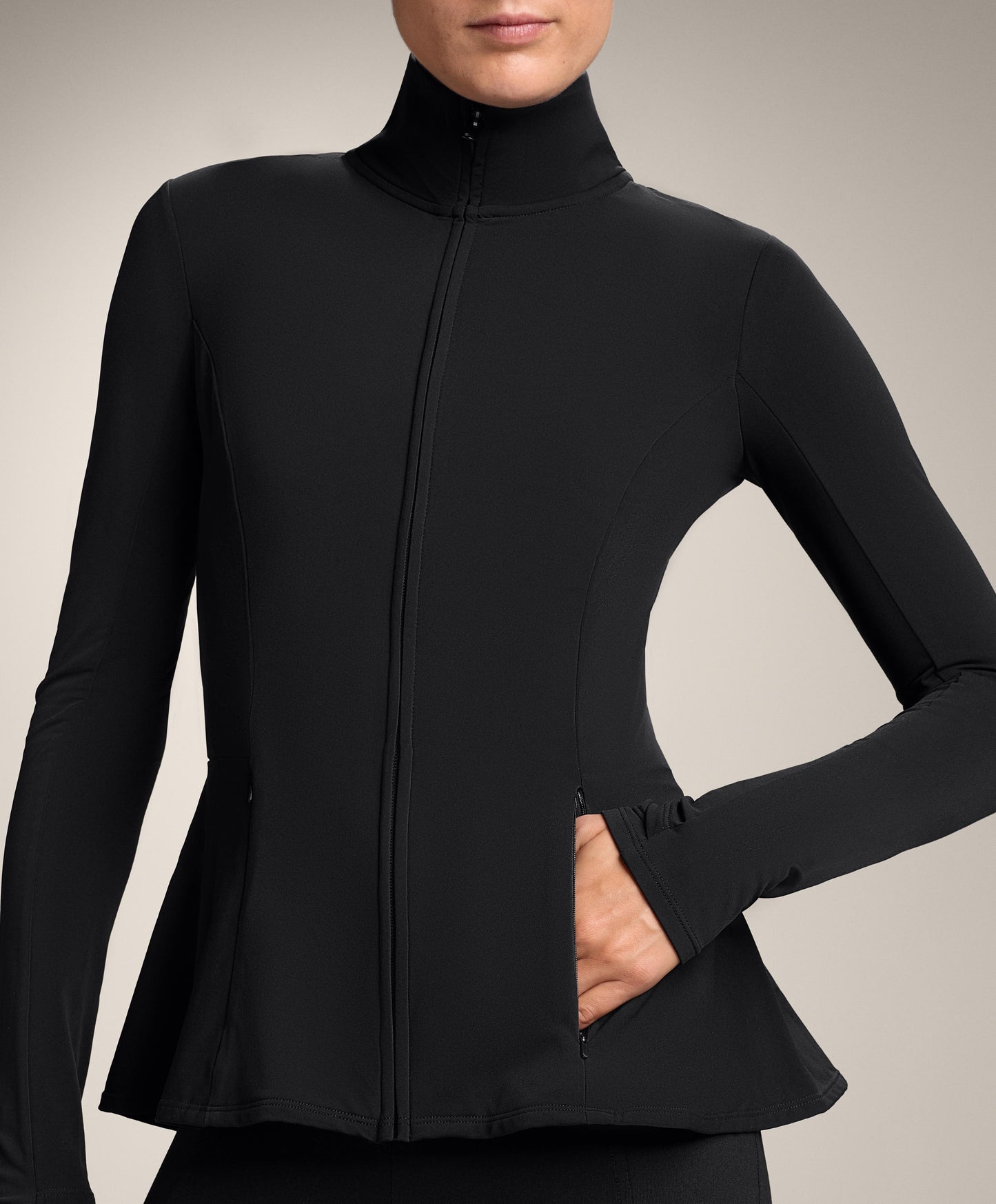 Light warm peplum technical jacket
