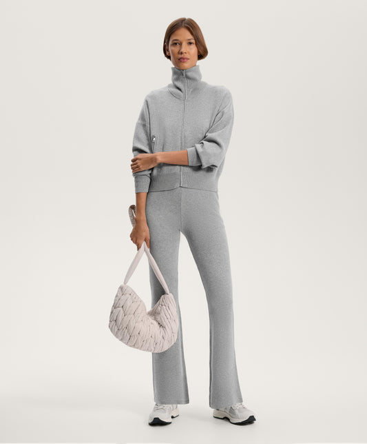 High neck knit jacket with pockets