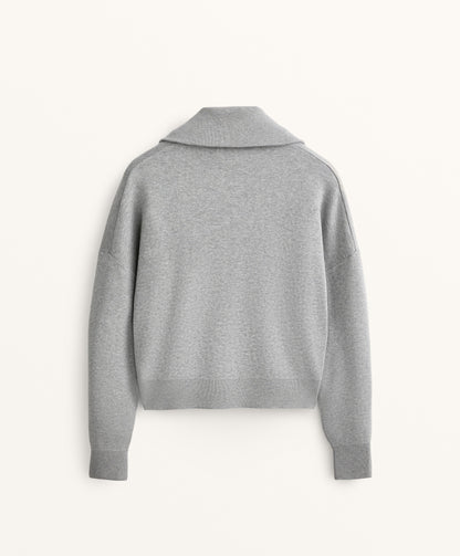 High neck knit jacket with pockets