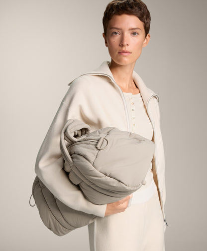 High collar knit jacket with contrast piping