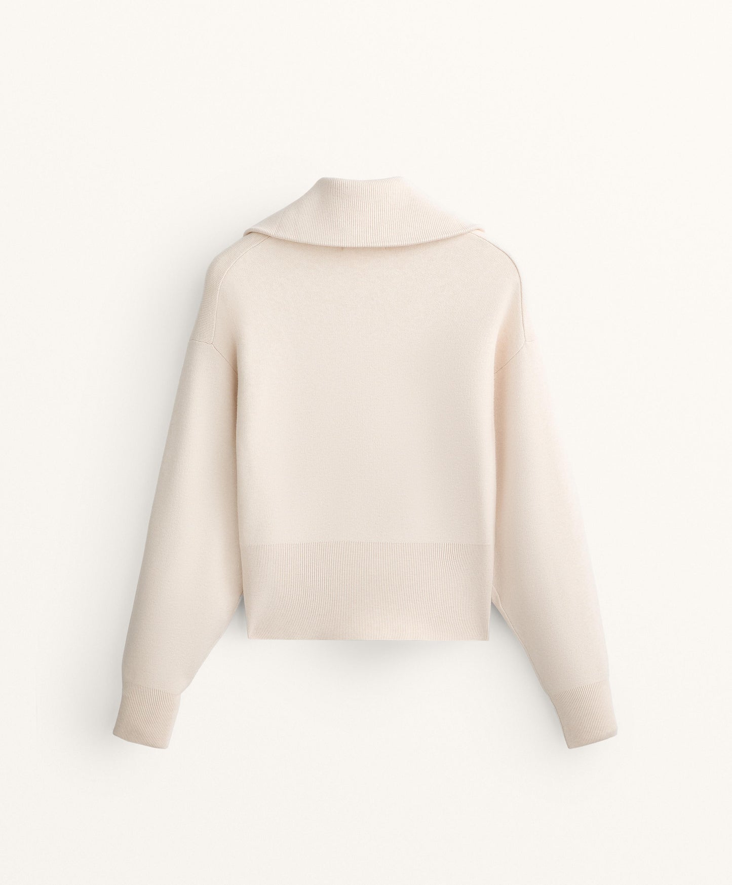 High collar knit jacket with contrast piping