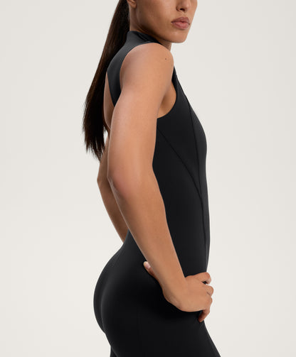 Compressive half-zip long jumpsuit