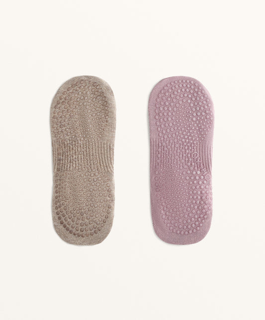 2 pairs of cotton blend yoga and Pilates socks