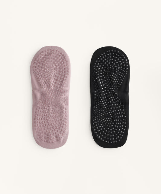 2 pairs of yoga and pilates polyamide blend double strap socks