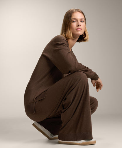 Round neck knit jumper 10% cashmere