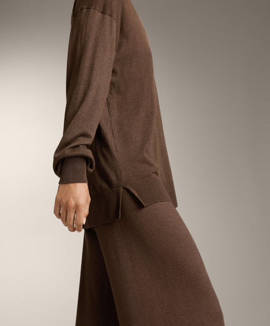 Round neck knit jumper 10% cashmere