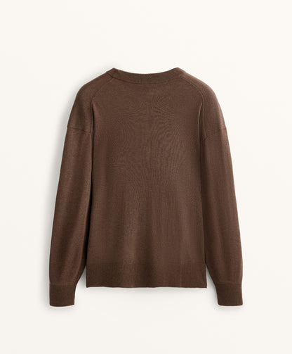 Round neck knit jumper 10% cashmere