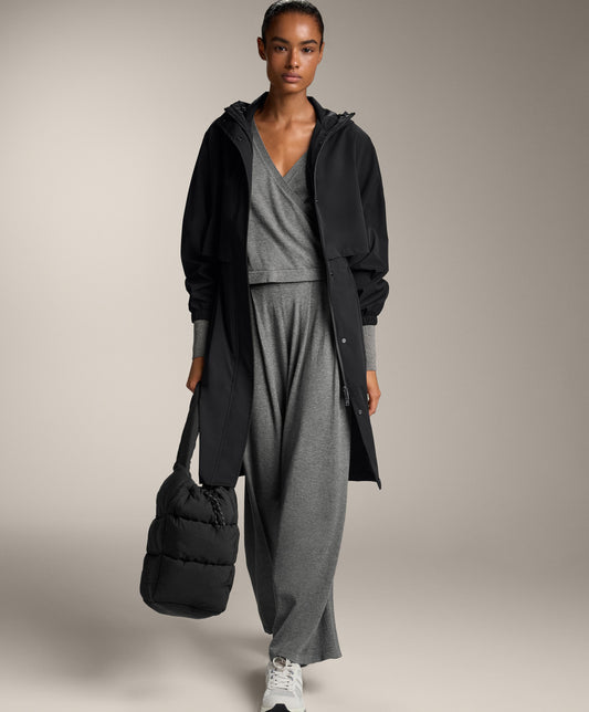 Crossover knit jumper with rib sleeves