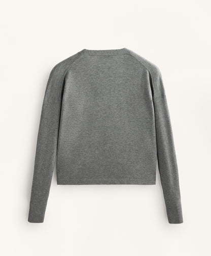 Crossover knit jumper with rib sleeves