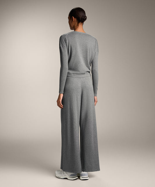 Crossover knit jumper with rib sleeves