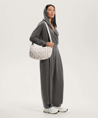 Knit crossover hooded jumper