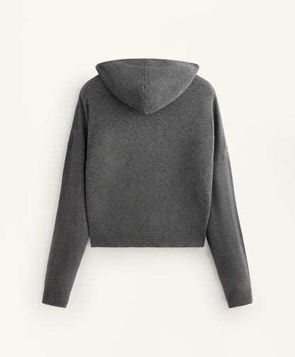 Knit crossover hooded jumper