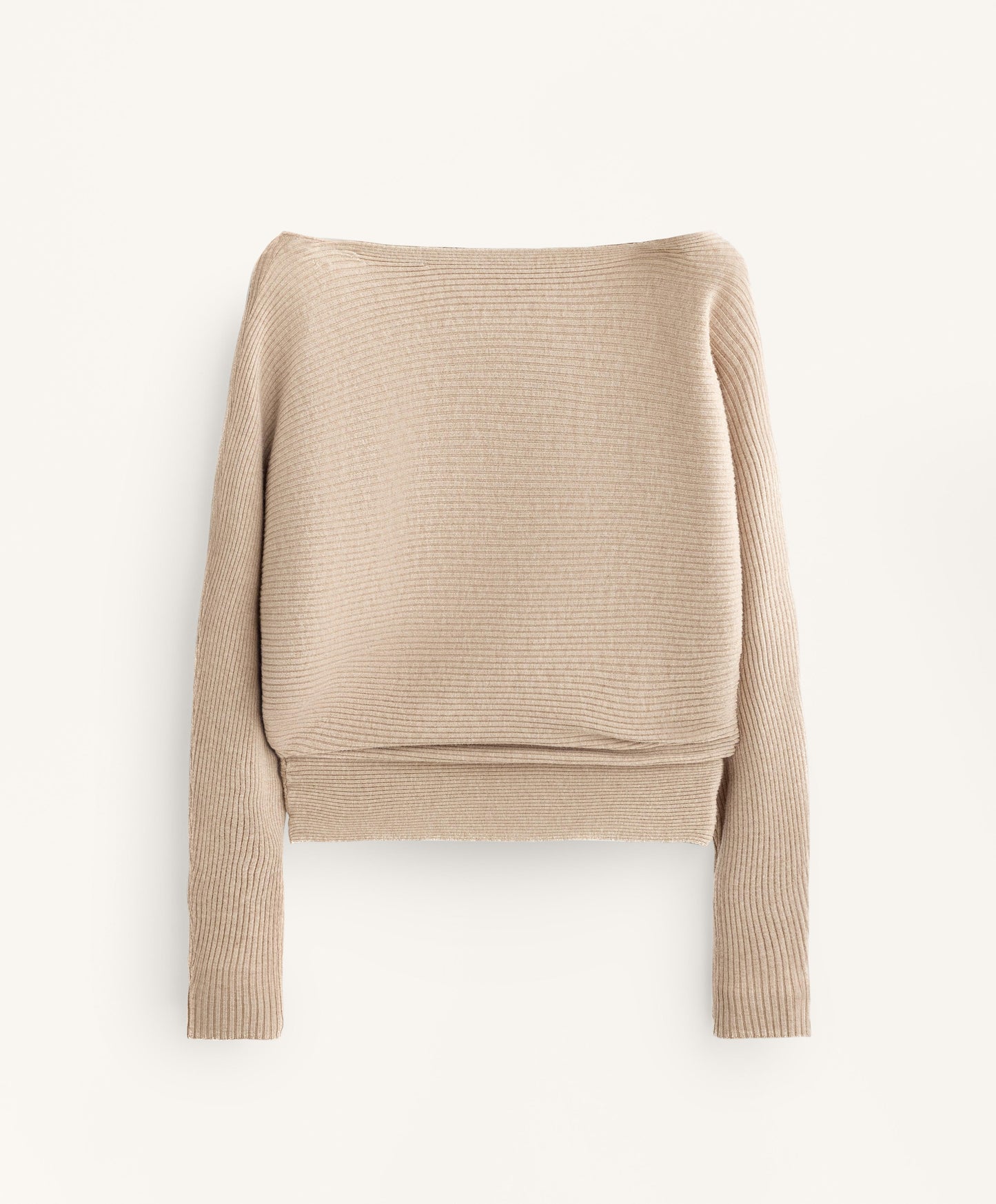 Off-the-shoulder rib knit jumper
