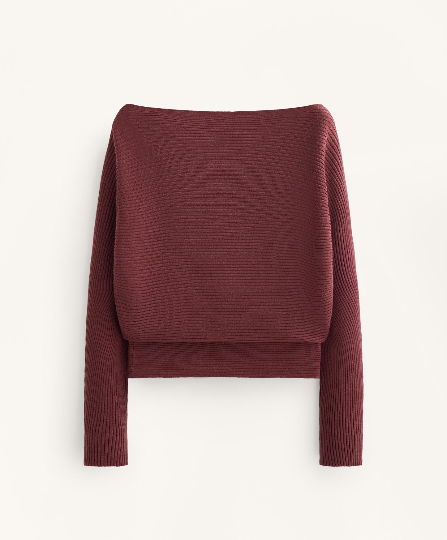 Off-the-shoulder rib knit jumper