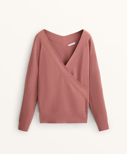 Crossover rib knit jumper