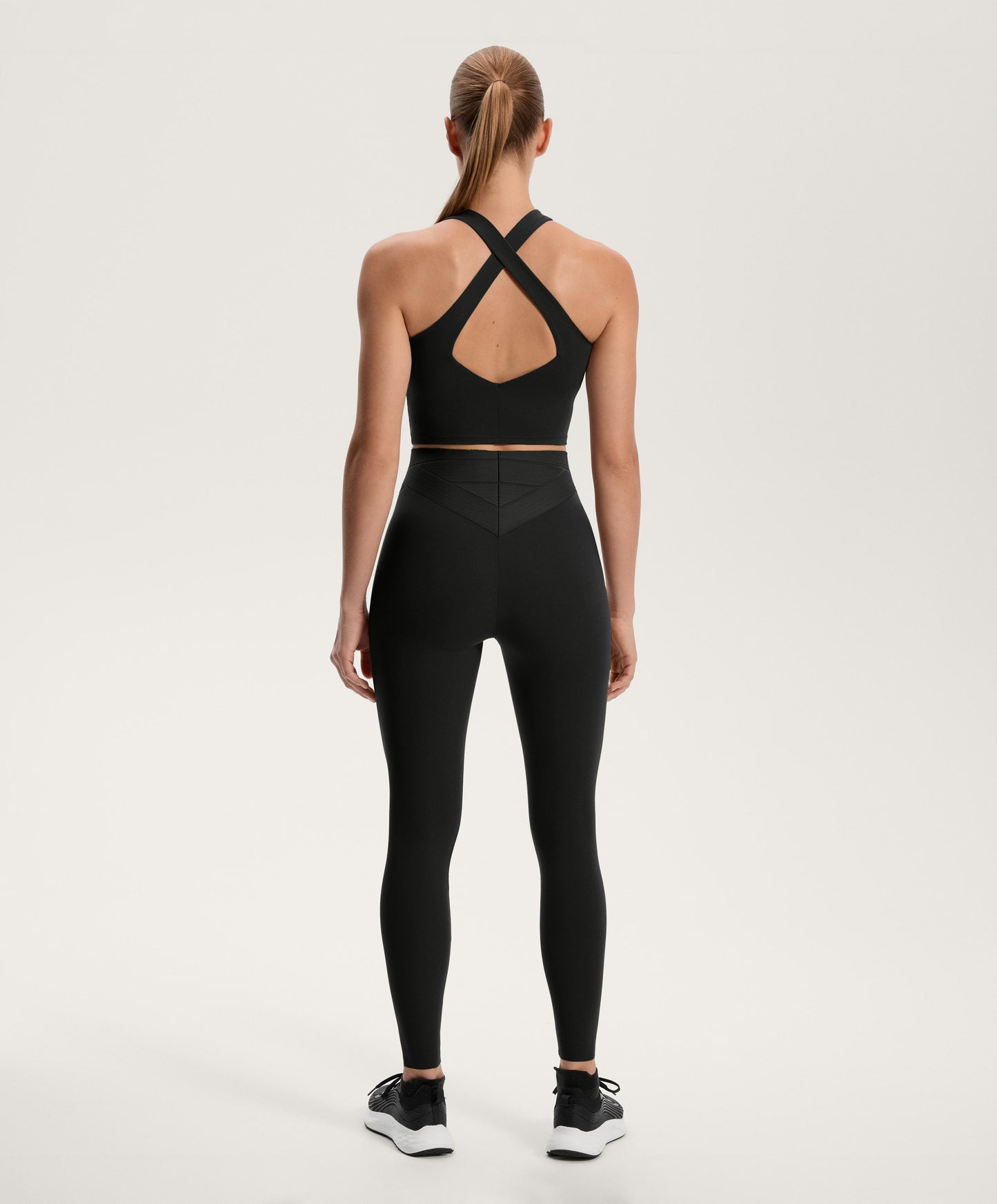 Ankle-length high rise Compressive core control block leggings 65 cm