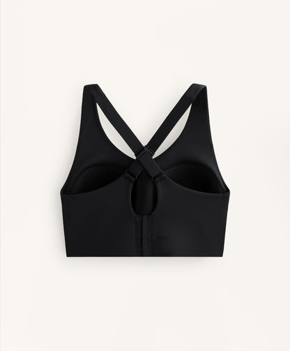 Compressive cross-back sports bra with firm support