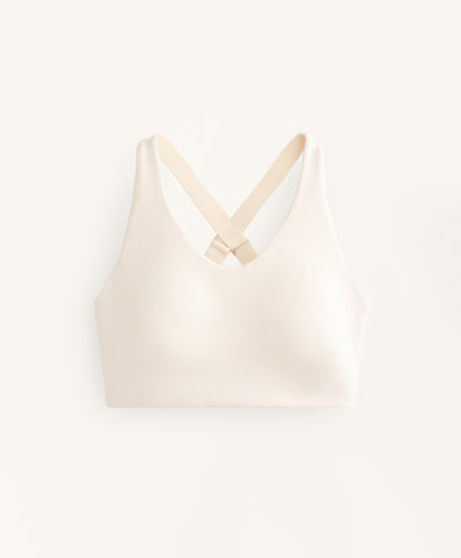 Compressive cross-back sports bra with firm support